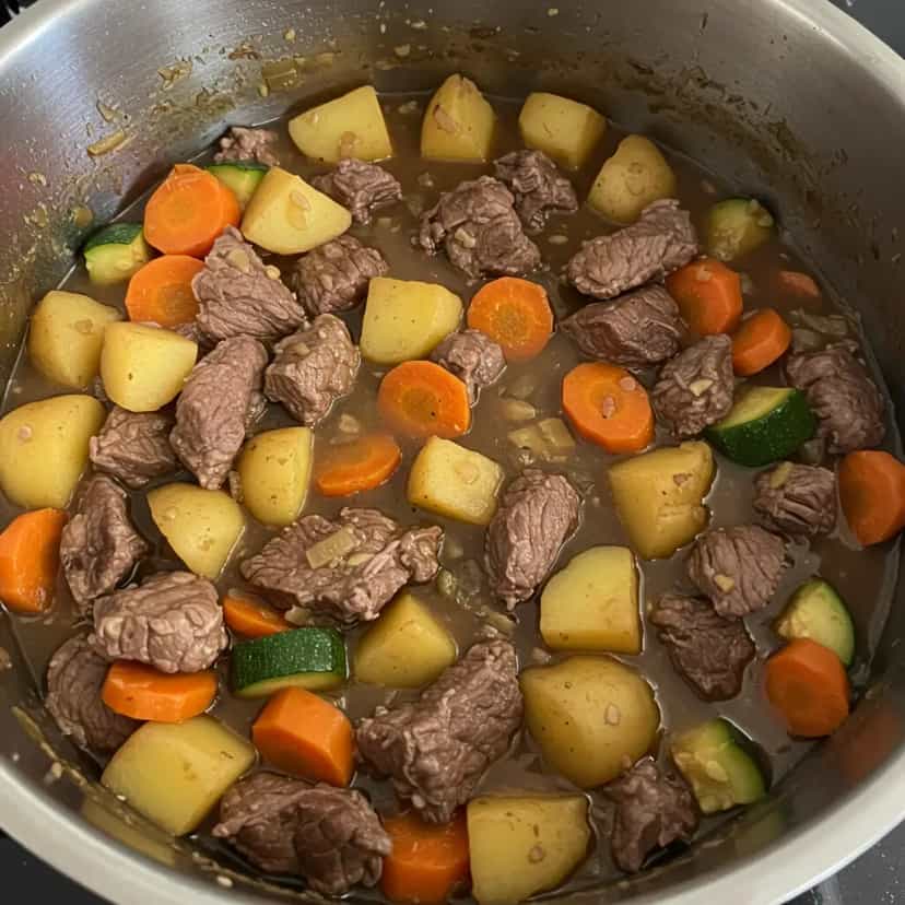 Foto deliciosa de Acém com Legumes na Panela de Pressão pronta para servir - Carnes & Frango