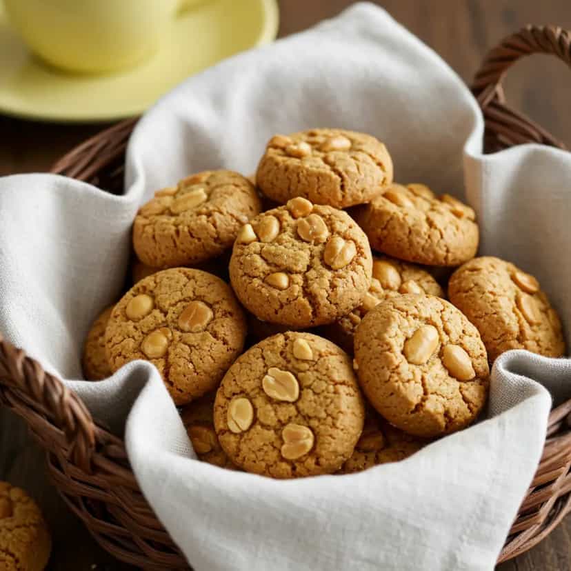 Foto deliciosa de Amanteigados de Amendoim Caseiros pronta para servir - Bolachas & Cookies