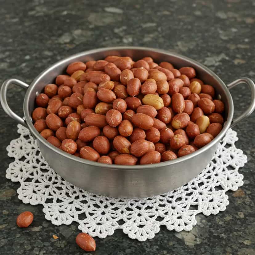 Foto deliciosa de Amendoim Torrado com Sal pronta para servir - Snacks Naturais