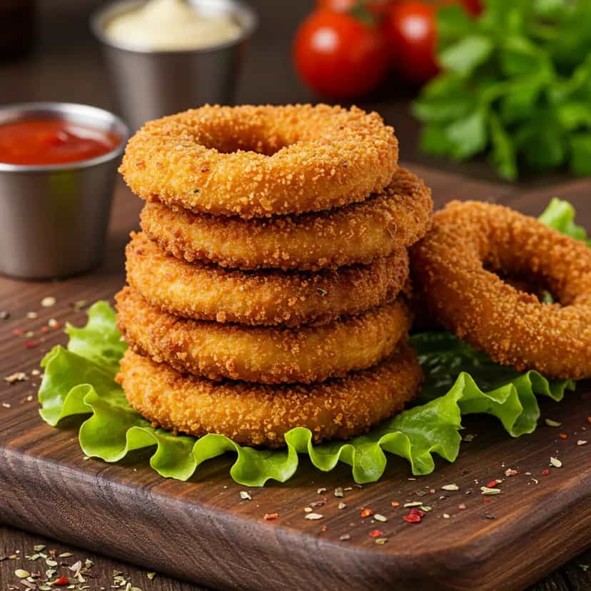 Foto deliciosa de Anéis de Cebola Crocantes pronta para servir - Salgadinhos