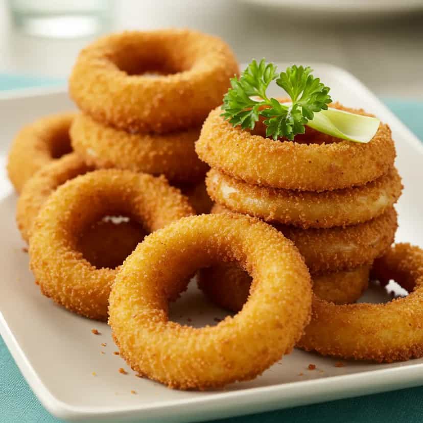 Foto deliciosa de Anéis de Cebola Crocantes pronta para servir - Salgadinhos