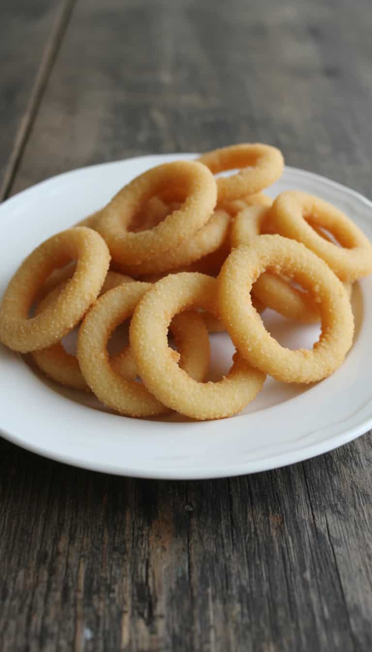 Foto deliciosa de Anéis de Cebola Dourados pronta para servir - Salgadinhos