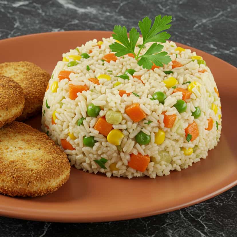 Foto deliciosa de Arroz à Grega com Presunto e Queijo pronta para servir - Almoço & Jantar