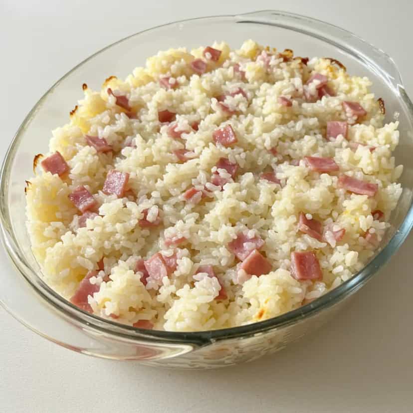 Foto deliciosa de Arroz ao Forno com Presunto pronta para servir - Almoço & Jantar
