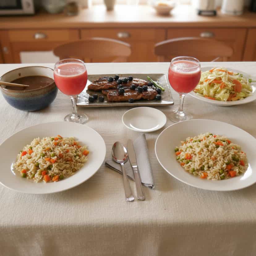 Foto deliciosa de Arroz Colorido com Legumes pronta para servir - Almoço & Jantar