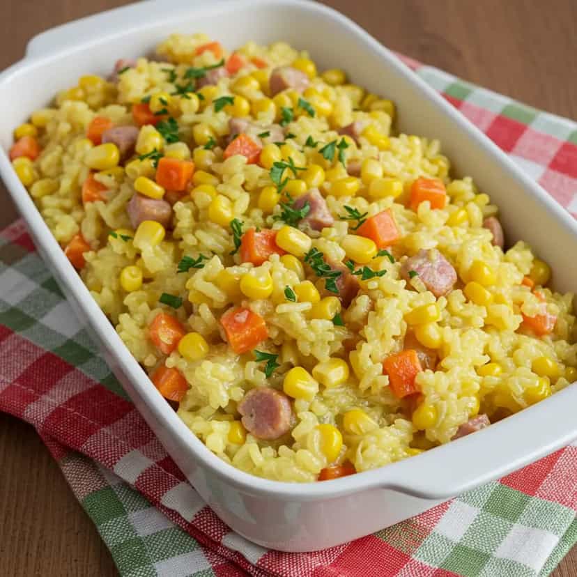 Foto deliciosa de Arroz com Bacon e Milho pronta para servir - Almoço & Jantar