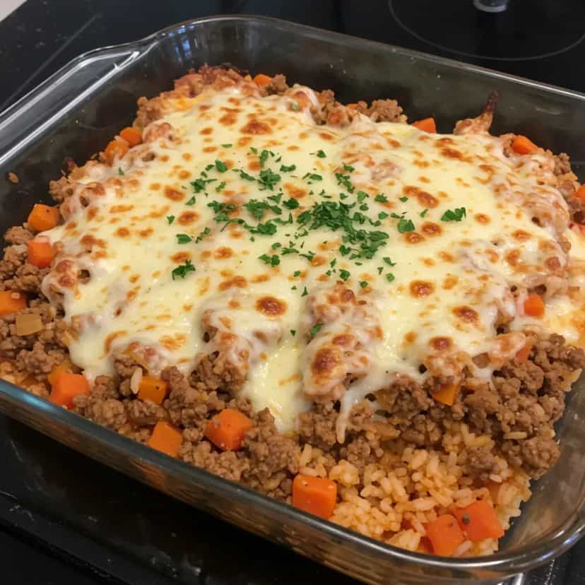 Foto deliciosa de Arroz com Carne Moída pronta para servir - Carnes & Frango