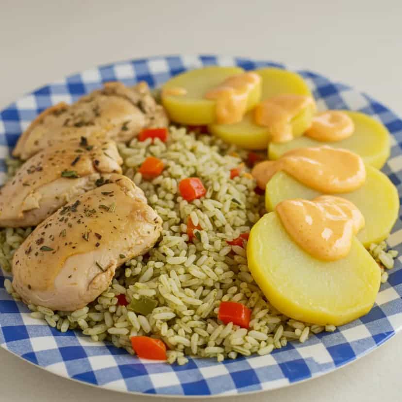 Foto deliciosa de Arroz com Frango e Legumes pronta para servir - Carnes & Frango