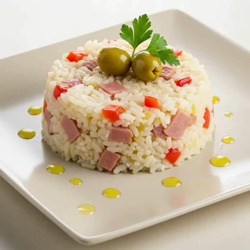 Foto deliciosa de Arroz com Presunto e Pimentão pronta para servir - Pratos Brasileiros Icônicos