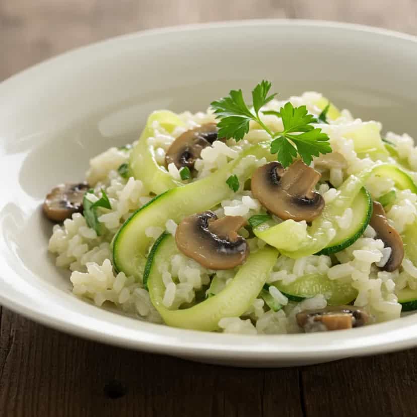 Foto deliciosa de Arroz Cremoso Fit com Cogumelos pronta para servir - Almoço & Jantar