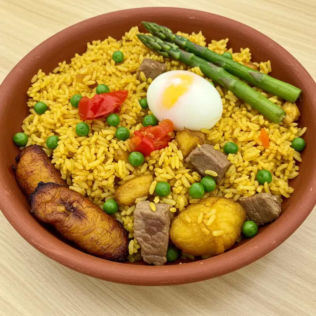 Arroz Cubano com Frutas Caramelizadas