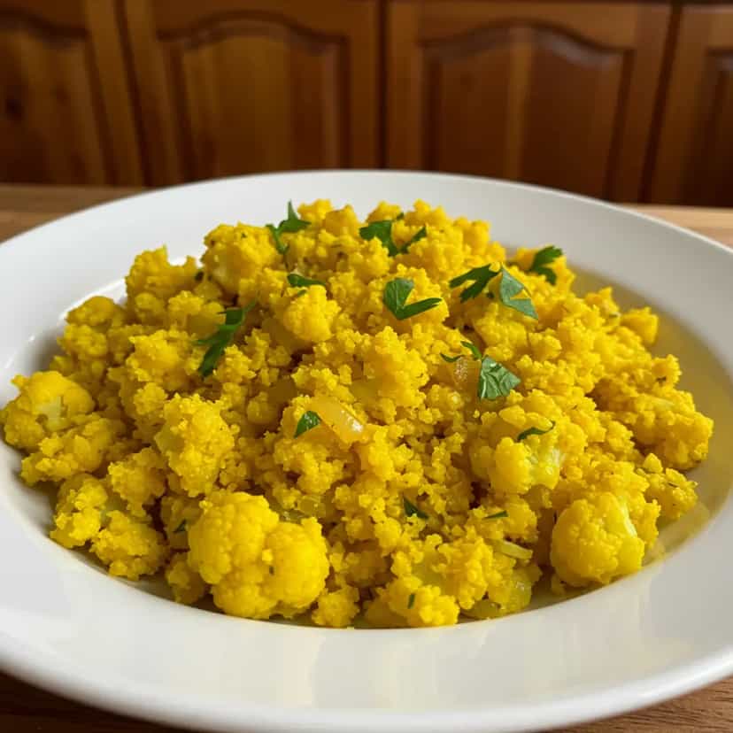 Foto deliciosa de Arroz de Couve-Flor com Açafrão pronta para servir - Low Carb