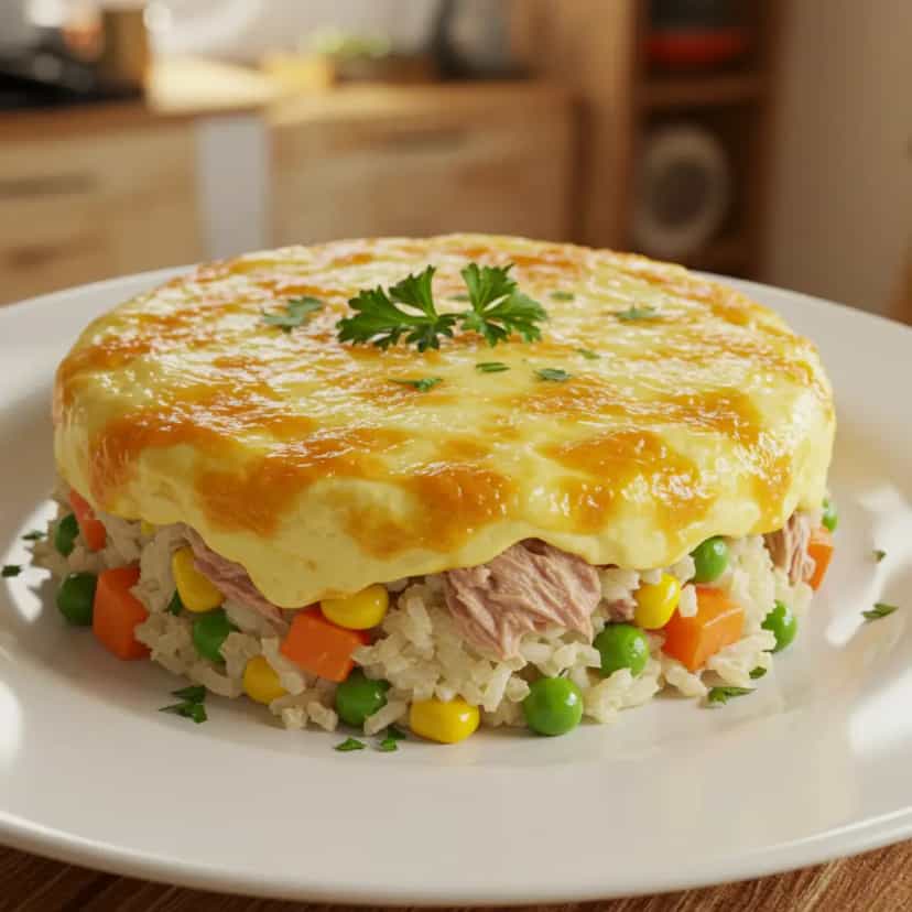 Foto deliciosa de Arroz de forno com atum e legumes pronta para servir - Almoço & Jantar