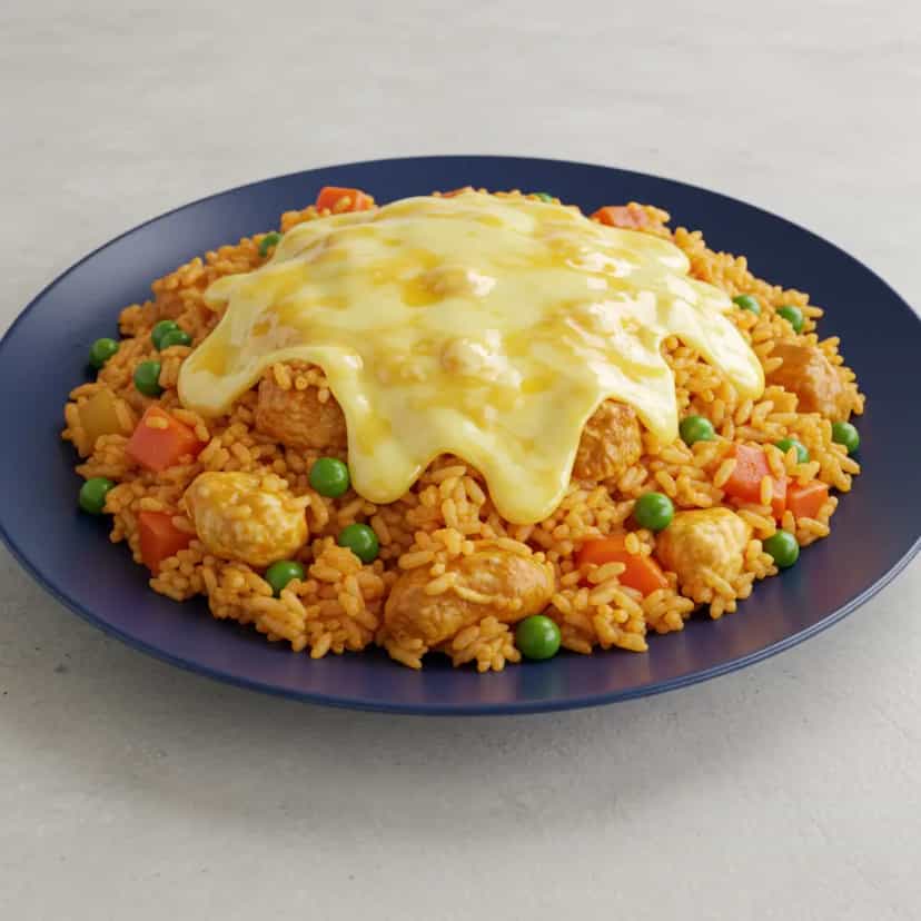 Foto deliciosa de Arroz de Forno com Bacon e Queijo pronta para servir - Almoço & Jantar