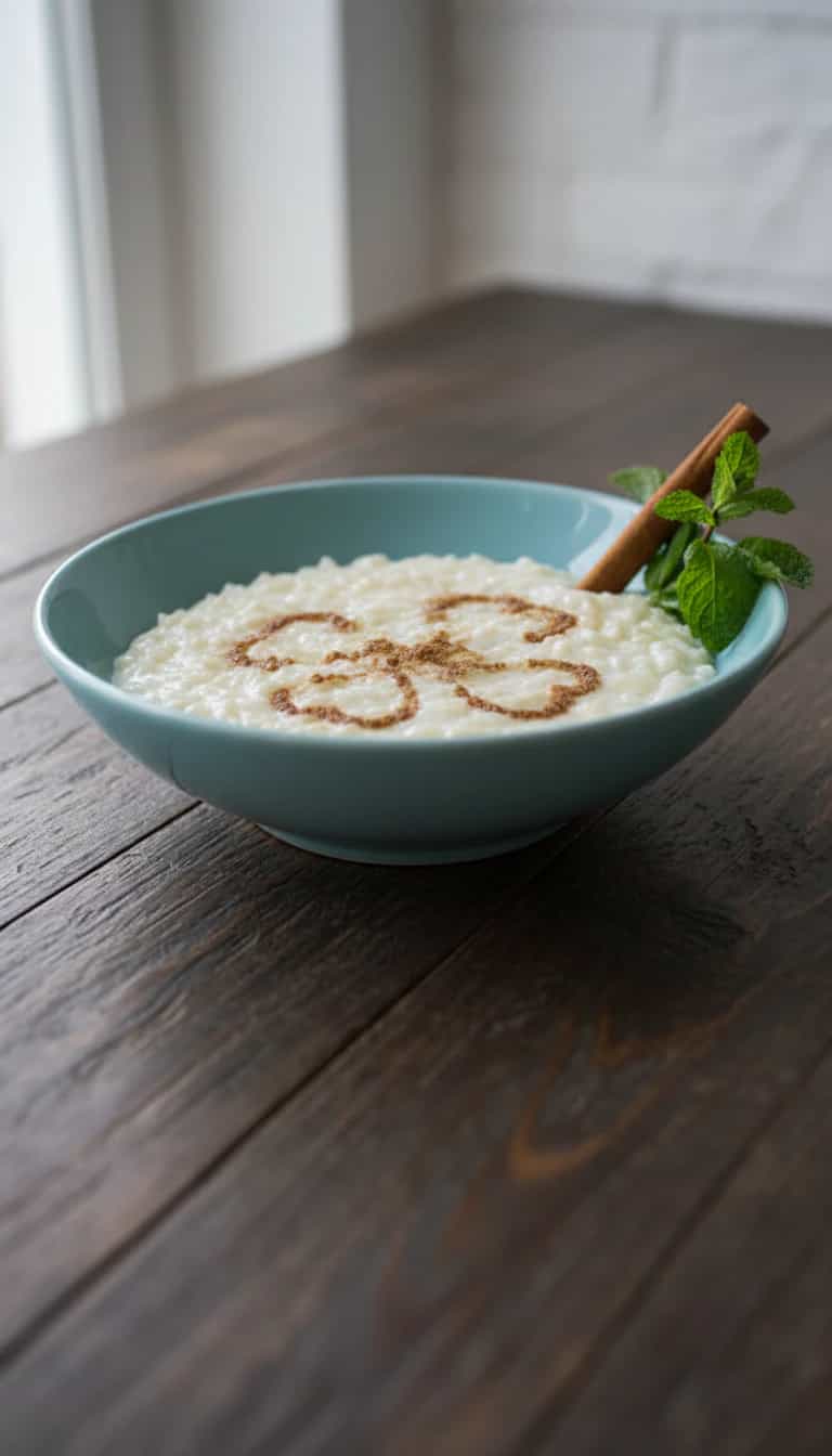 Foto deliciosa de Arroz-doce cremoso com água de rosas pronta para servir - Pudins & Cremes