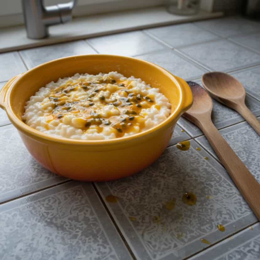 Foto deliciosa de Arroz Doce Cremoso de Maracujá pronta para servir - Pudins & Cremes