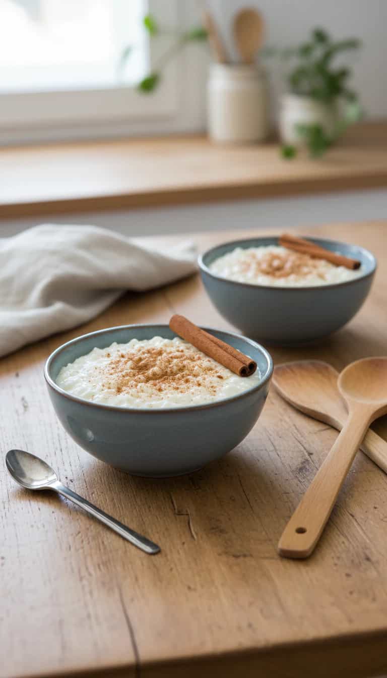 Foto deliciosa de Arroz Doce Vegano Cremoso pronta para servir - Pudins & Cremes