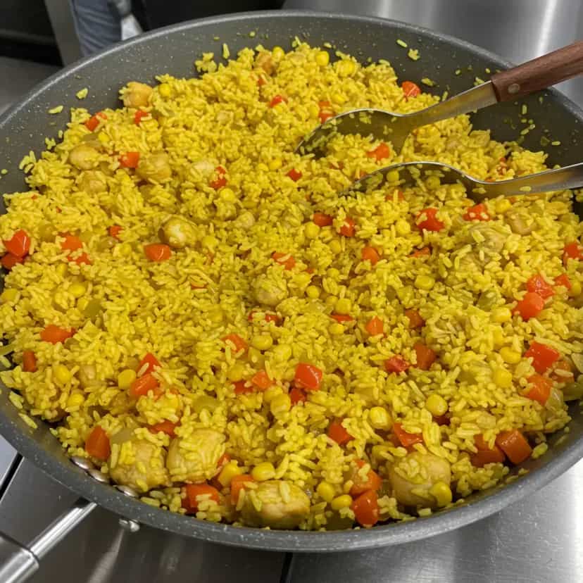 Foto deliciosa de Arroz Frito com Frango e Calabresa pronta para servir - Outras Receitas