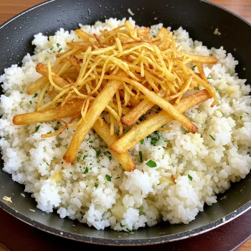 Foto deliciosa de Arroz Mineiro com Alho e Mussarela pronta para servir - Pratos Brasileiros Icônicos