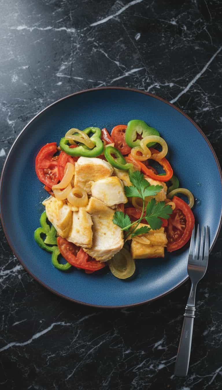 Foto deliciosa de Bacalhau ao Curry com Legumes pronta para servir - Peixes & Frutos do Mar