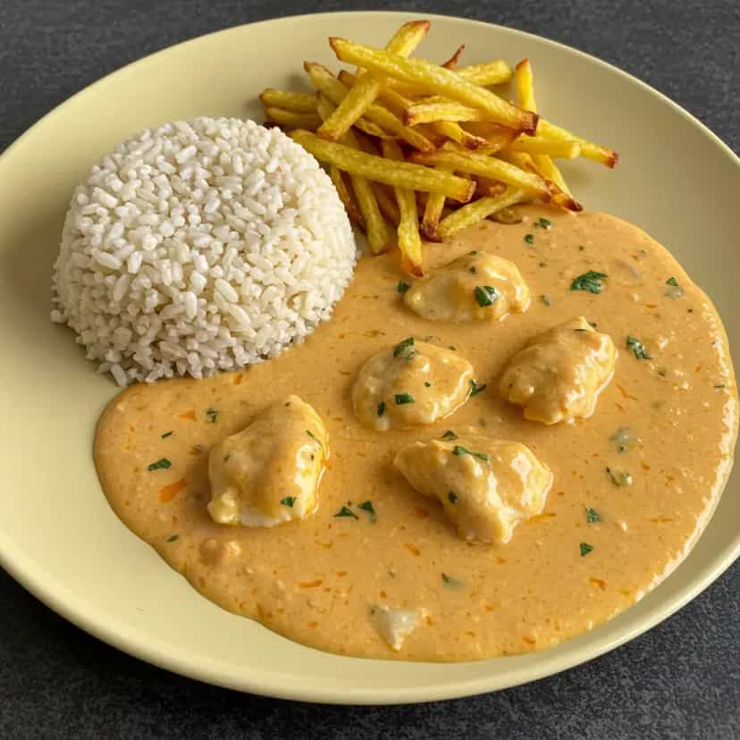 Foto deliciosa de Bacalhau ao Leite de Coco Cremoso pronta para servir - Peixes & Frutos do Mar