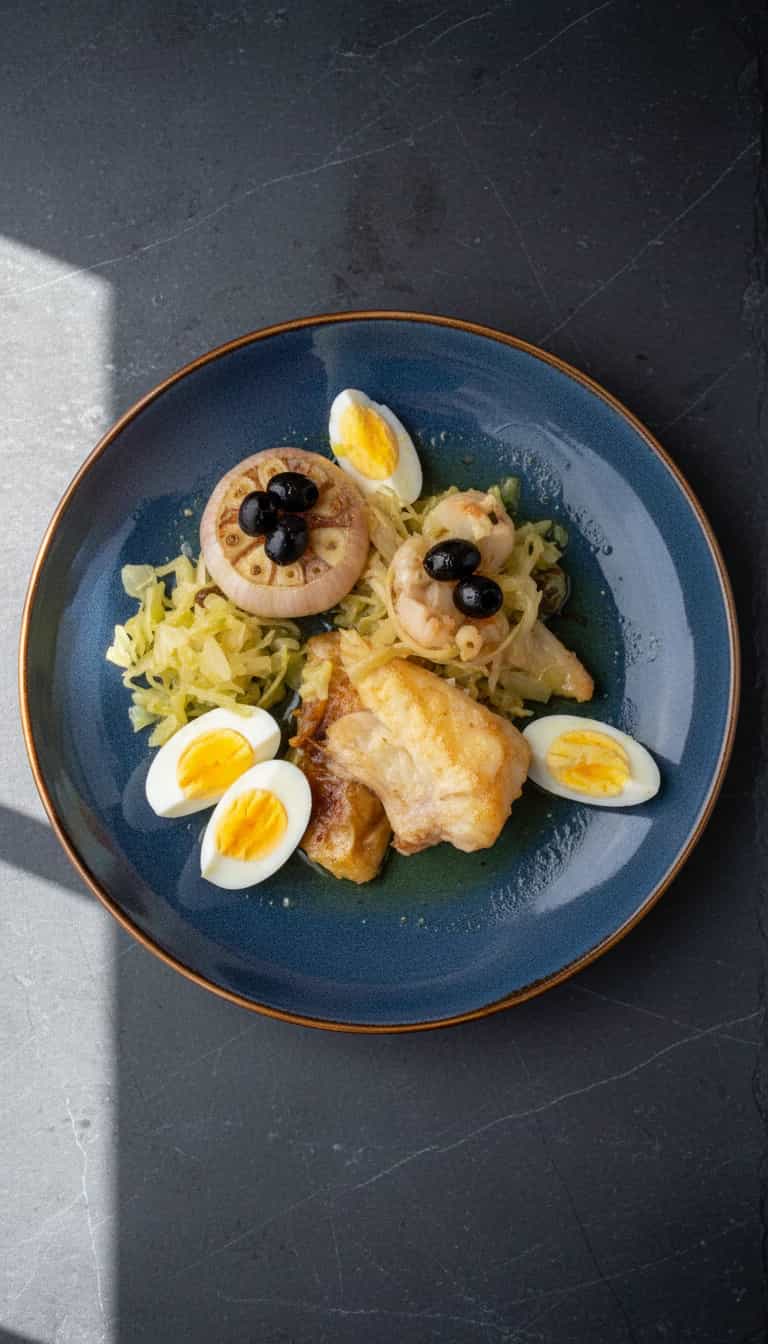 Foto deliciosa de Bacalhau assado com batatas ao murro pronta para servir - Peixes & Frutos do Mar