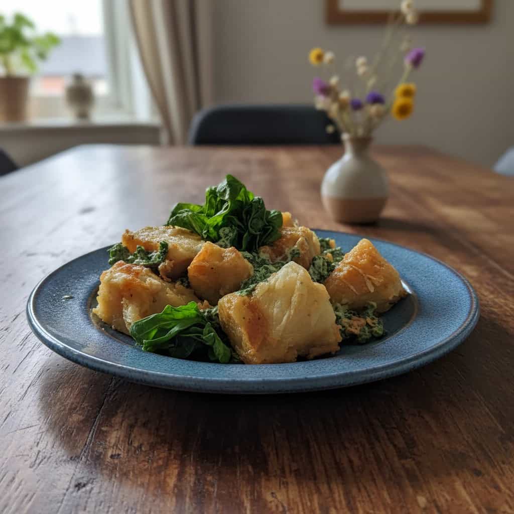 Bacalhau com Espinafre ao Forno