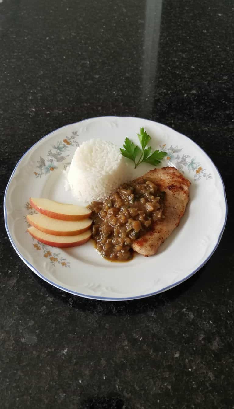 Foto deliciosa de Badejo com Molho de Maçã pronta para servir - Peixes & Frutos do Mar