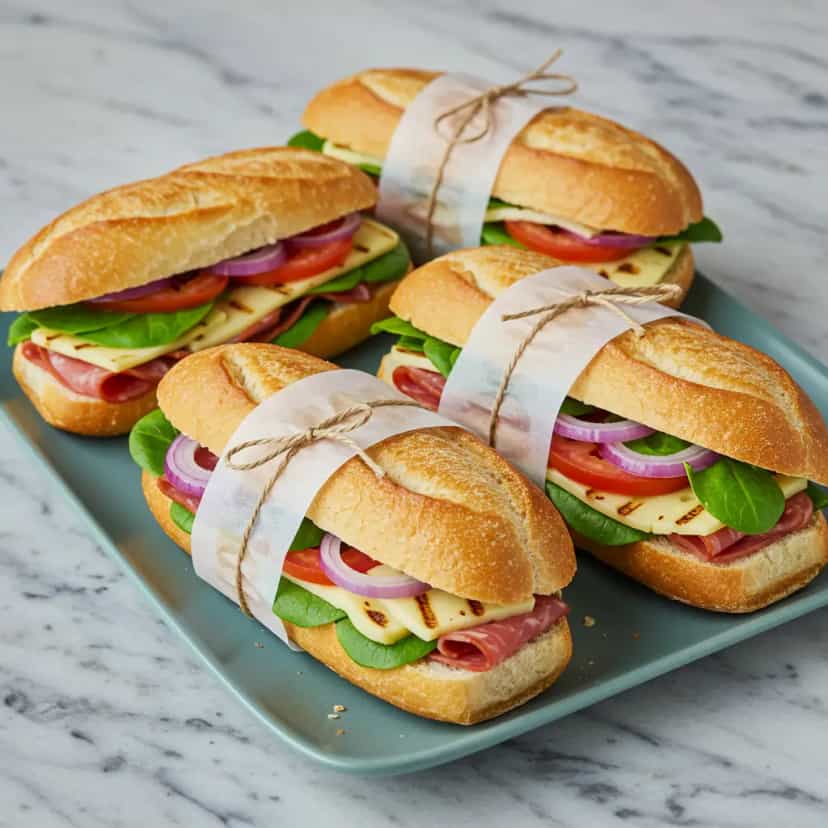 Foto deliciosa de Baguete Recheada com Calabresa pronta para servir - Lanches de Padaria