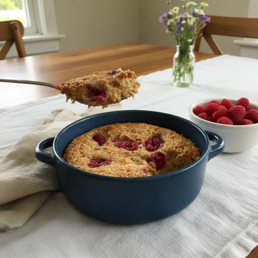 Foto deliciosa de Baked Oats de Banana e Framboesa pronta para servir - Aveia