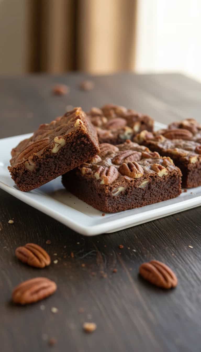 Foto deliciosa de Barras de Brownie com Praliné de Pecã pronta para servir - Brownies & Cookies