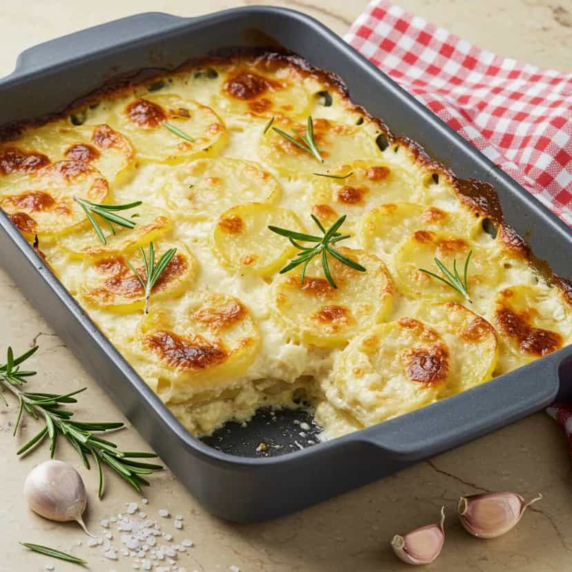 Foto deliciosa de Batata Gratinada com Sardinha e Cebola pronta para servir - Peixes & Frutos do Mar