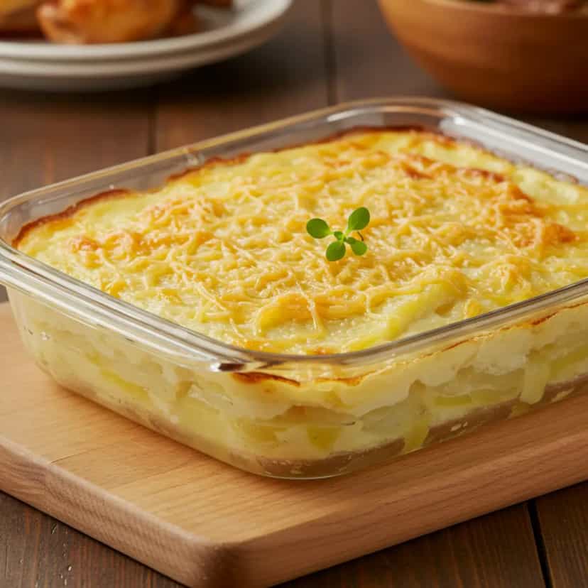 Foto deliciosa de Batata Recheada Gratinada pronta para servir - Almoço & Jantar