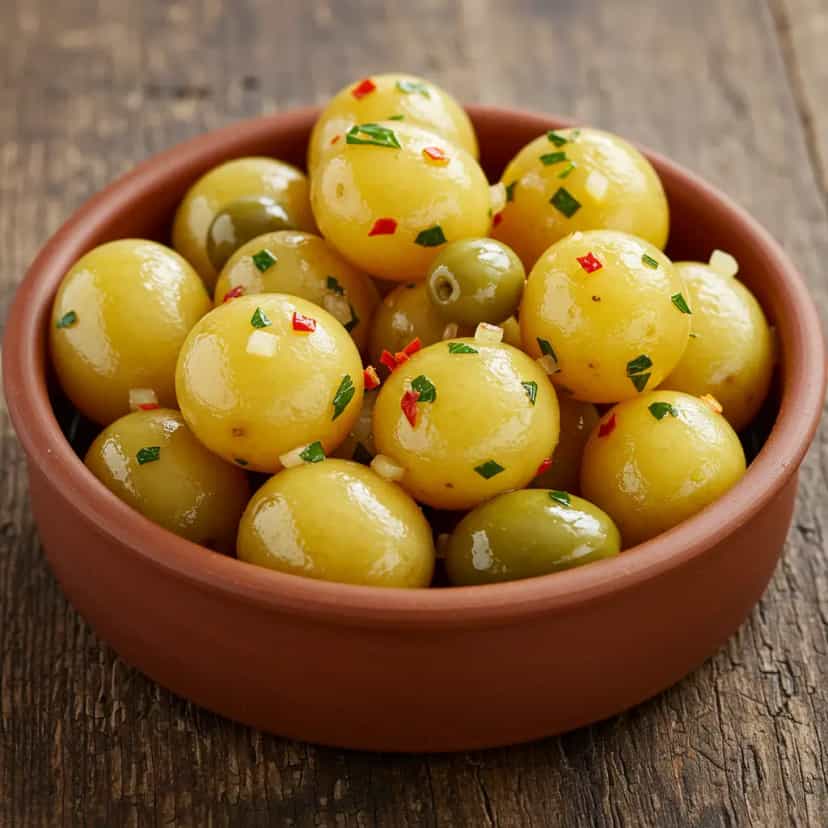 Foto deliciosa de Batatas Bolinha em Conserva Caseira pronta para servir - Salgadinhos