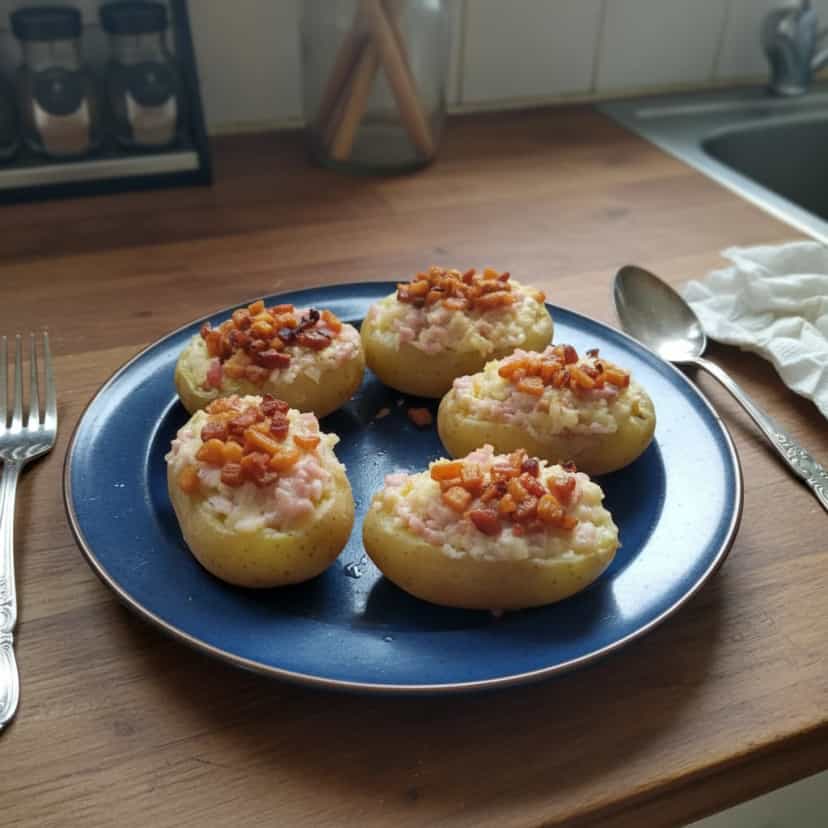 Foto deliciosa de Batatas Recheadas ao Forno com Bacon pronta para servir - Almoço & Jantar