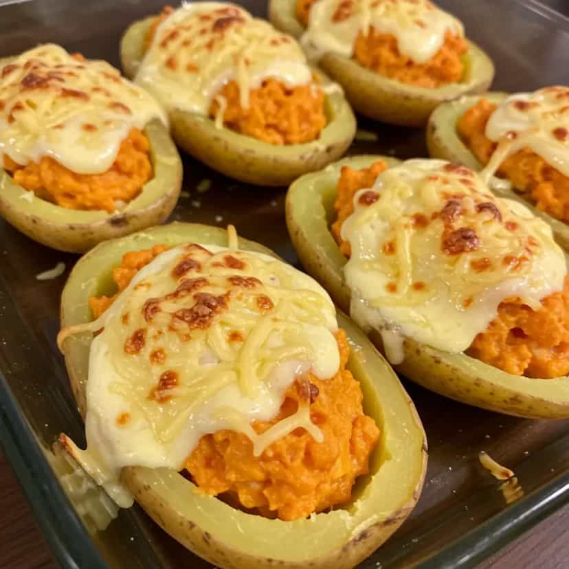 Foto deliciosa de Batatas Recheadas Gratinadas pronta para servir - Almoço & Jantar