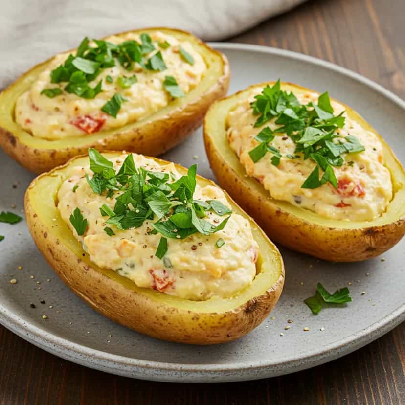 Foto deliciosa de Batatas Recheadas Vegetarianas pronta para servir - Almoço & Jantar