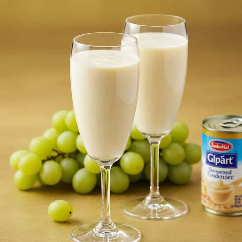 Foto deliciosa de Batida Cremosa de Uva Verde pronta para servir - Bebidas Brasileiras