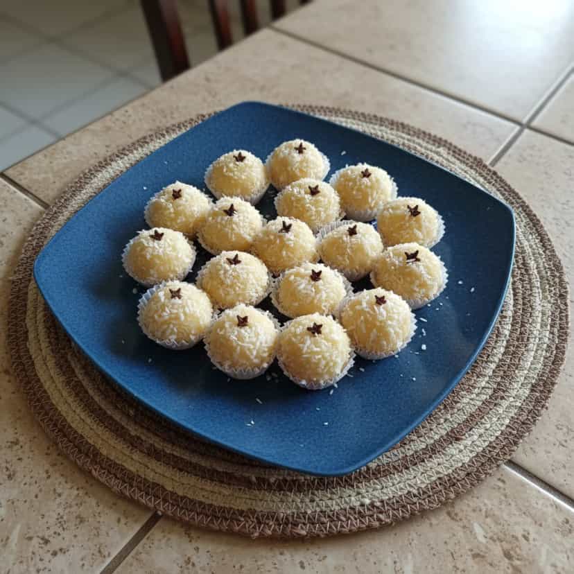 Foto deliciosa de Beijinhos de Coco com Suco de Laranja pronta para servir - Outras Receitas