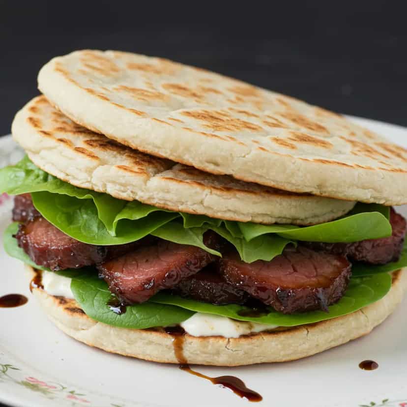 Foto deliciosa de Beirute de Rap10 com Carne Teriyaki pronta para servir - Outras Receitas