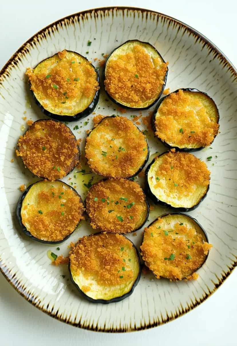 Foto deliciosa de Berinjela Crocante na Airfryer pronta para servir - Snacks Assados
