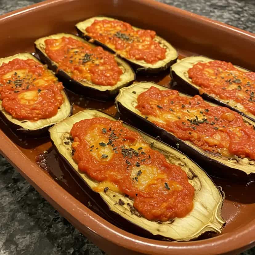 Foto deliciosa de Berinjela Recheada à Moda da Casa pronta para servir - Pratos Brasileiros Icônicos