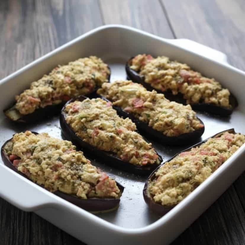 Foto deliciosa de Berinjela Recheada com Ricota pronta para servir - Almoço & Jantar