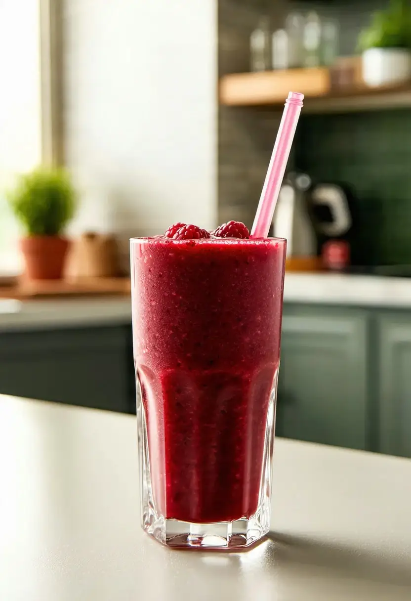 Foto deliciosa de Smoothie de Frutas Vermelhas pronta para servir - Sucos & Smoothies