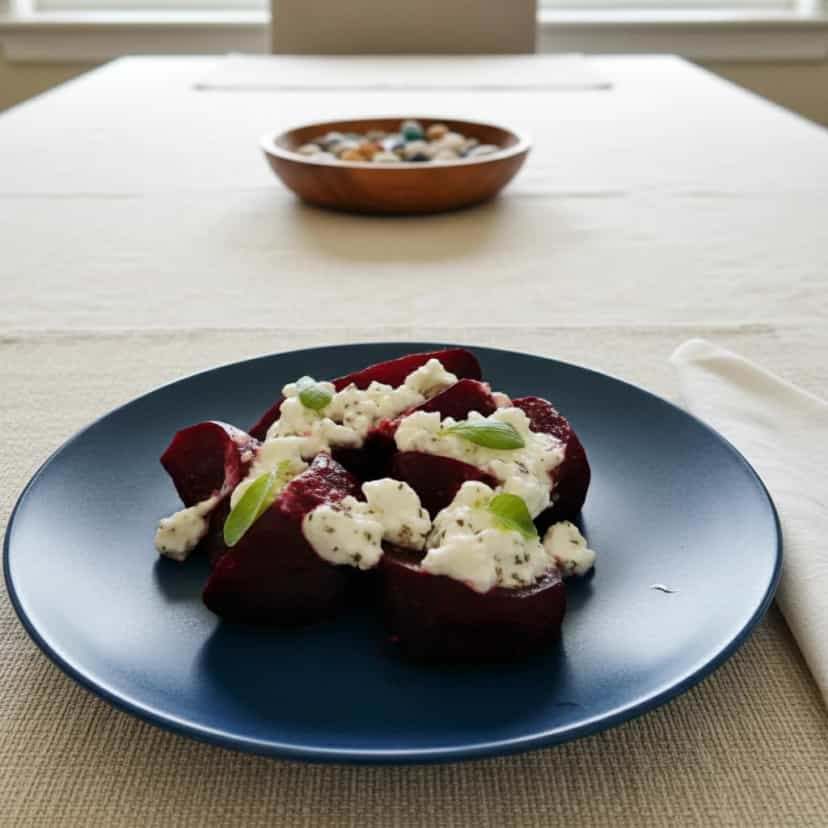 Foto deliciosa de Beterrabas Assadas com Queijo Cottage pronta para servir - Almoço & Jantar