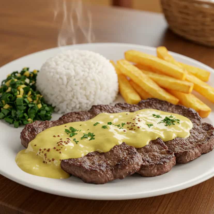 Foto deliciosa de Bife ao molho de mostarda pronta para servir - Carnes & Frango