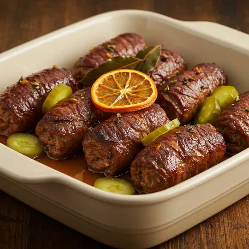 Foto deliciosa de Bife Rolê ao Molho de Tomate pronta para servir - Carnes & Frango