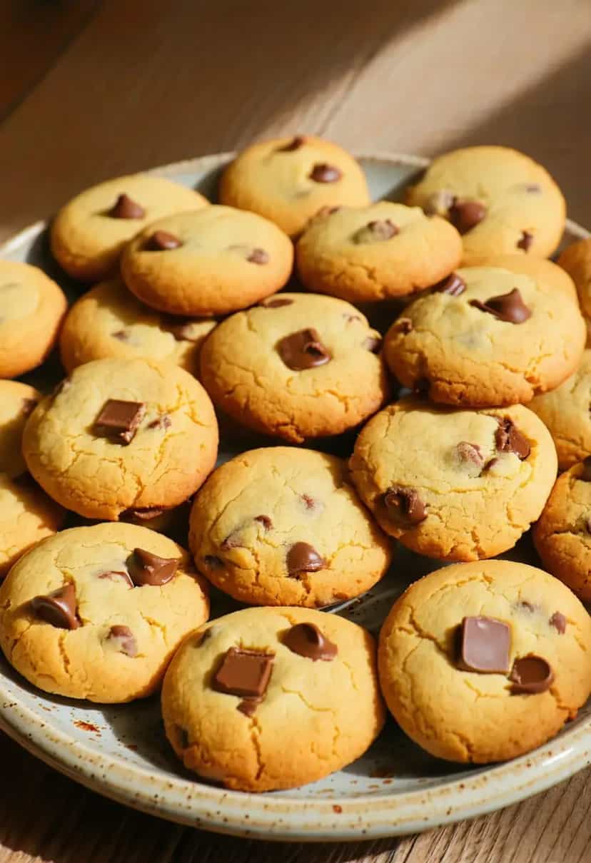 Foto deliciosa de Biscoito Amanteigado com Gotas de Chocolate pronta para servir - Chips & Biscoitos
