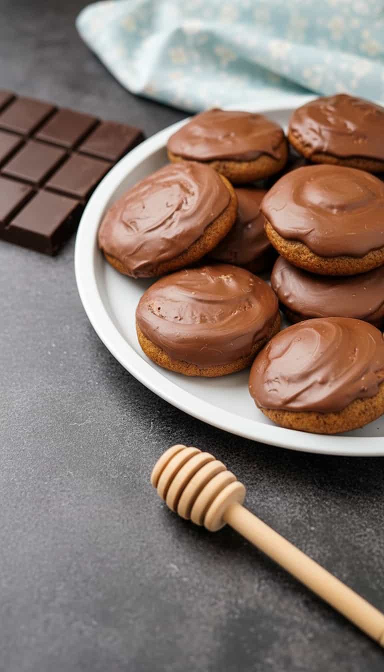 Foto deliciosa de Biscoito de Mel com Chocolate pronta para servir - Bolachas & Cookies