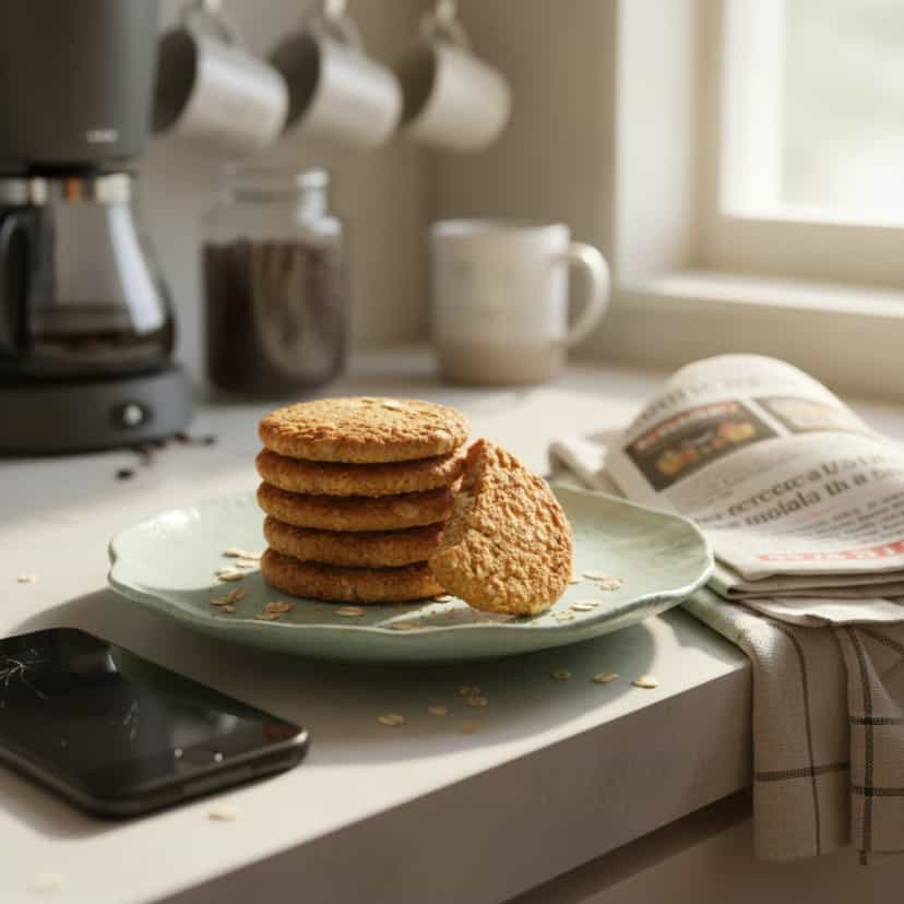 Foto deliciosa de Biscoitos de Aveia e Manteiga pronta para servir - Bolachas & Cookies